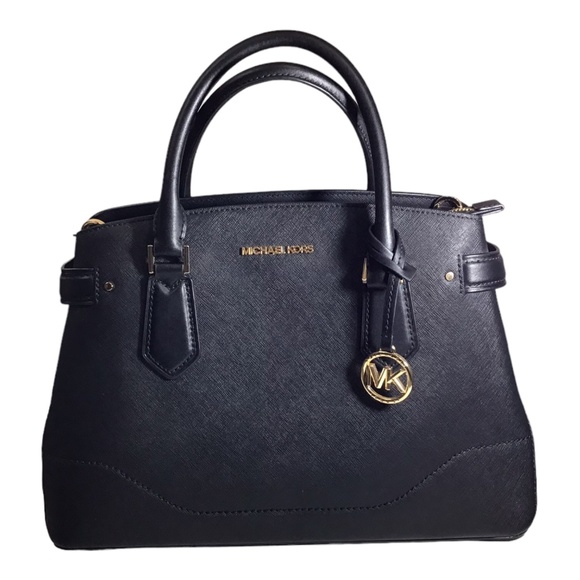 MICHAEL KORS LYNN MK Signature LG EW Satchel Bag Black 38S1CNKS7L See Condition - Picture 2 of 12